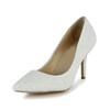 Women's White Patent Leather Pumps/Closed Toe with Pearl #PDS03030259