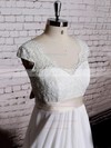 Ivory Chiffon Lace with Sashes/Ribbons V-neck Sheath/Column Wedding Dresses #PDS00020572