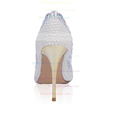 Women's White Patent Leather Stiletto Heel Pumps #PDS03030836