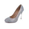 Women's Silver Real Leather Stiletto Heel Pumps #PDS03030841