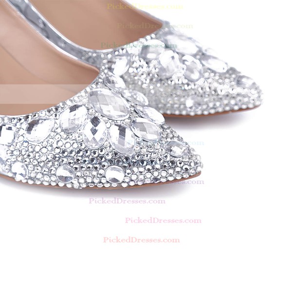 Women's Silver Real Leather Kitten Heel Pumps #PDS03030842