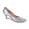 Women's Silver Real Leather Kitten Heel Pumps #PDS03030842