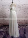 Affordable V-neck Ivory Tulle Appliques Lace Empire Wedding Dresses #PDS00020573