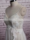 Affordable V-neck Ivory Tulle Appliques Lace Empire Wedding Dresses #PDS00020573