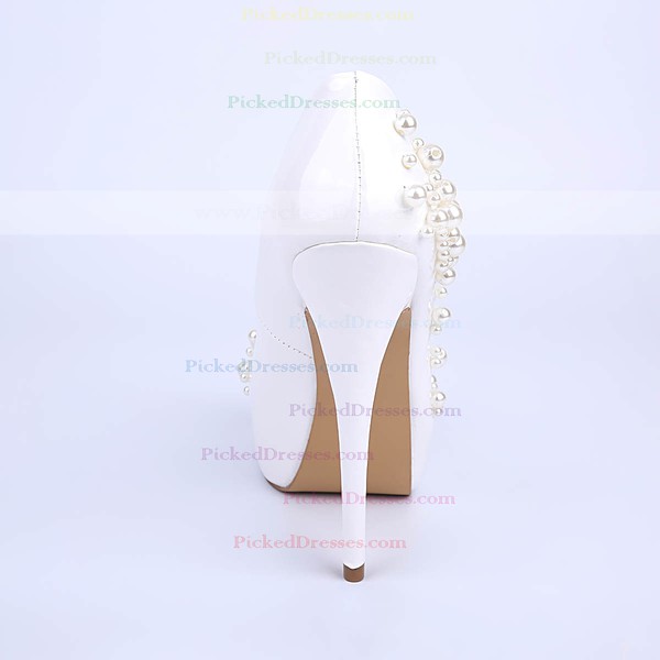 Women's White Patent Leather Stiletto Heel Pumps #PDS03030851