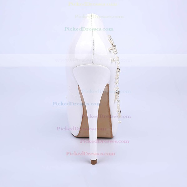 Women's White Patent Leather Stiletto Heel Pumps
