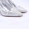 Women's White Sparkling Glitter Stiletto Heel Pumps #PDS03030856