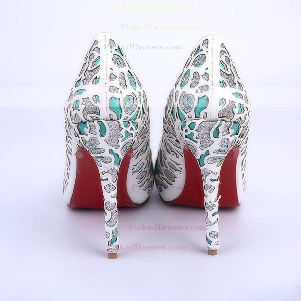 Women's White Patent Leather Stiletto Heel Pumps #PDS03030857