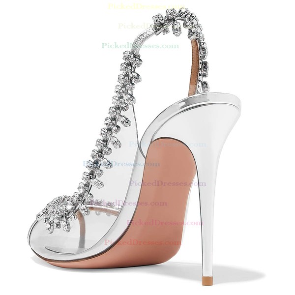 Women's Pumps Stiletto Heel Silver PVC Wedding Shoes