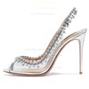 Women's Pumps Stiletto Heel Silver PVC Wedding Shoes #PDS03030865
