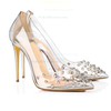Women's Pumps Stiletto Heel Gold Leatherette Wedding Shoes #PDS03030867