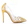 Women's Pumps Stiletto Heel Gold Leatherette Wedding Shoes #PDS03030867