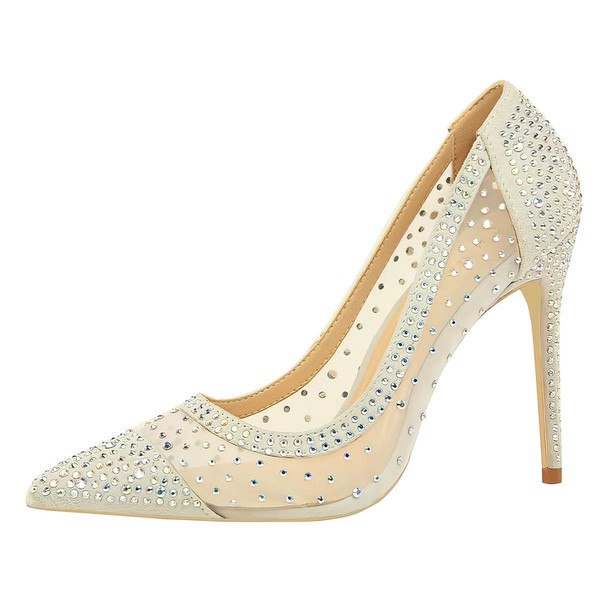 Women's Pumps Stiletto Heel Silver Leatherette Wedding Shoes #PDS03030871