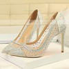Women's Pumps Stiletto Heel Silver Leatherette Wedding Shoes #PDS03030871