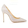 Women's Pumps Stiletto Heel Silver Sparkling Glitter Wedding Shoes #PDS03030872