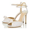 Women's Pumps Stiletto Heel Ivory Patent Leather Wedding Shoes #PDS03030873