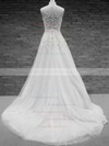 Scoop Neck White Tulle with Appliques Lace A-line Elegant Wedding Dress #PDS00020576
