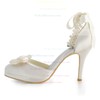 Women's Pumps Stiletto Heel White Satin Wedding Shoes #PDS03030918