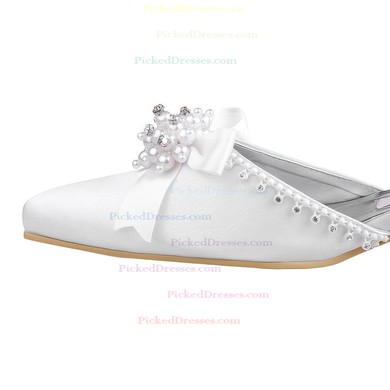 Women's Pumps Kitten Heel White Satin Wedding Shoes #PDS03030919