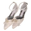 Women's Pumps Kitten Heel White Satin Wedding Shoes #PDS03030919