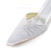 Women's Pumps Cone Heel White Satin Wedding Shoes #PDS03030920