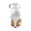 Women's Pumps Cone Heel White Satin Wedding Shoes #PDS03030920