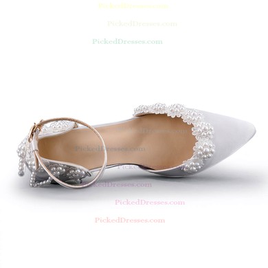 Women's Pumps Stiletto Heel White Satin Wedding Shoes #PDS03030921