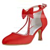 Women's Pumps Cone Heel White Satin Wedding Shoes #PDS03030922