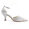 Women's Pumps Cone Heel White Satin Wedding Shoes #PDS03030923