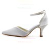 Women's Pumps Cone Heel White Satin Wedding Shoes #PDS03030923