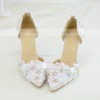Women's Pumps Cone Heel White Satin Wedding Shoes #PDS03030924