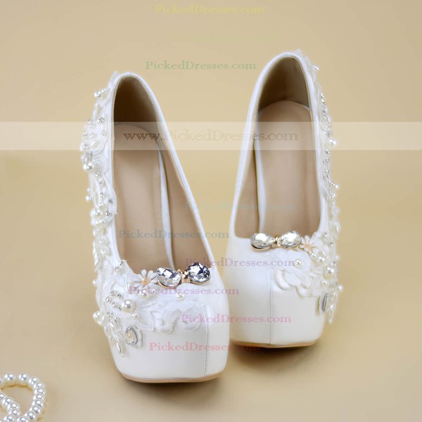 Women's Pumps Stiletto Heel White Leatherette Wedding Shoes