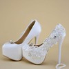 Women's Pumps Stiletto Heel White Leatherette Wedding Shoes #PDS03030925