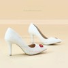 Women's Pumps Cone Heel Ivory Leatherette Wedding Shoes #PDS03030927