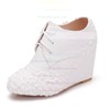 Women's Pumps Wedge Heel White Leatherette Wedding Shoes #PDS03030929
