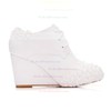 Women's Pumps Wedge Heel White Leatherette Wedding Shoes #PDS03030929