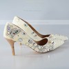 Women's Pumps Cone Heel Champagne Leatherette Wedding Shoes #PDS03030930