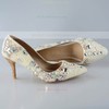 Women's Pumps Cone Heel Champagne Leatherette Wedding Shoes #PDS03030930