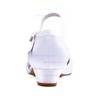 Women's Pumps Low Heel White Satin Wedding Shoes #PDS03030874