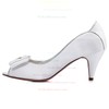 Women's Pumps Cone Heel White Satin Wedding Shoes #PDS03030876