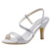Women's Pumps Cone Heel White Satin Wedding Shoes #PDS03030878