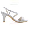 Women's Pumps Cone Heel White Satin Wedding Shoes #PDS03030878
