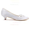 Women's Pumps Kitten Heel White Satin Wedding Shoes #PDS03030879