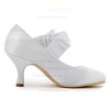 Women's Pumps Cone Heel White Satin Wedding Shoes #PDS03030880