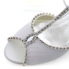 Women's Peep Toe Wedge Heel White Satin Wedding Shoes #PDS03030882