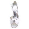 Women's Peep Toe Wedge Heel White Satin Wedding Shoes #PDS03030882
