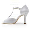Women's Pumps Cone Heel White Satin Wedding Shoes #PDS03030883