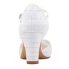 Women's Pumps Chunky Heel White Satin Wedding Shoes #PDS03030884