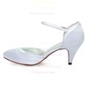 Women's Pumps Cone Heel White Satin Wedding Shoes #PDS03030885