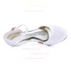 Women's Pumps Chunky Heel White Satin Wedding Shoes #PDS03030886